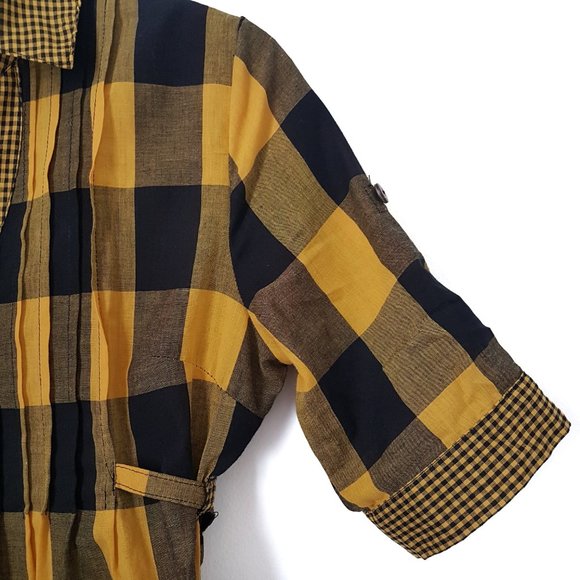 Paper Tee Black/Yellow Plaid Top - Size M - Picture 5 of 12